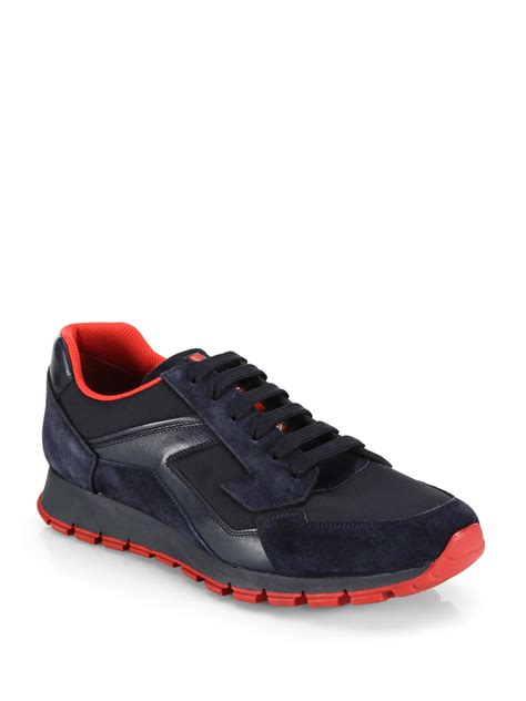 prada suede running sneakers